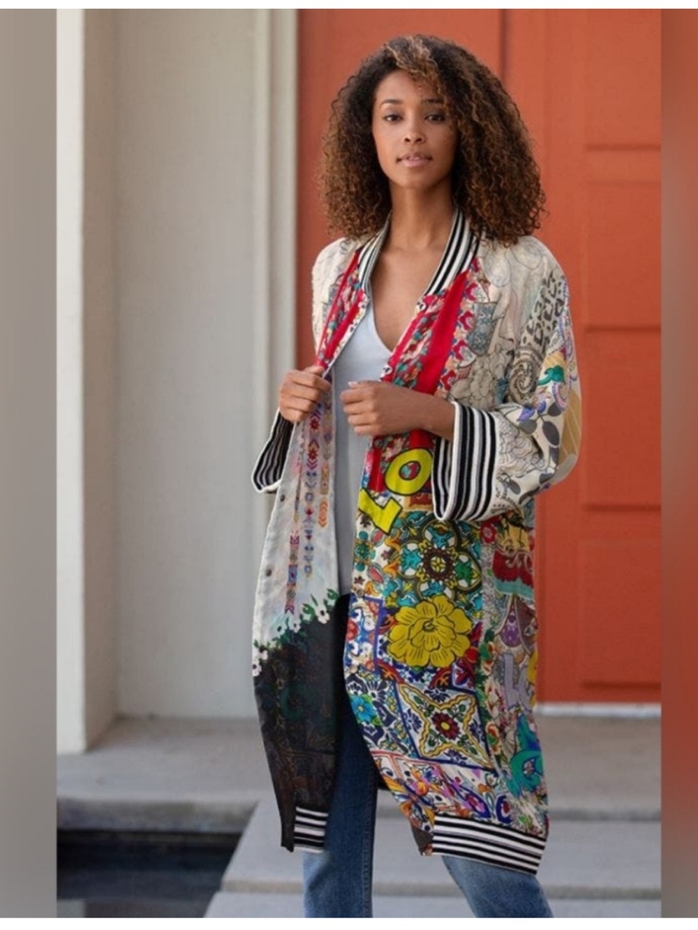 NWT Johnny Was Tori Silk Reversible Embroidered Duster Coat | Size S